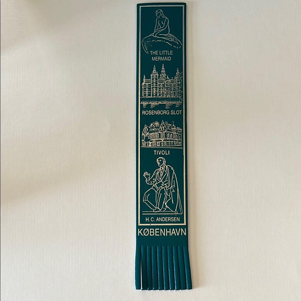 Vintage Green Leather Copenhagen‎ Souvenir Bookmark